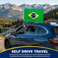 Bannière de fenêtre de voiture avec clip, drapeau national du Brésil, 30x45cm (12x18 pouces), avec mât en plastique, pour le football et les événements sportifs, vente en gros