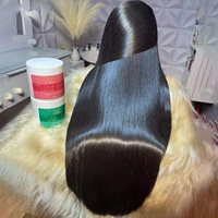 Perruques Lace Front 100% Cheveux Humains Vierges Brésiliens, avec Dentelle HD Transparente, Qualité 10A, Cheveux Bruts Lisses Baguette, pour Femmes Noires