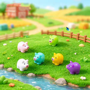 Cute Resin Miniature Pig Figurine for Terrariums Adorable Little Beads DIY <b>Garden</b> Decor <b>Hanging</b> <b>Ornaments</b> Small Desk Accents - Product Image 1