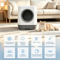 Cabine pour chat extra large, compacte, surface de 0,28 m², système de désodorisation par diffusion d'air parfumé contrôlé par application, 12 capteurs, bac à litière intelligent pour chat