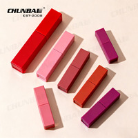 Tubes de brillant à lèvres carrés transparents avec lumière LED, miroir et boîte, personnalisables avec logo, contenances 5ml, 7ml, 8ml, 10ml