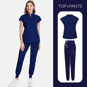 Vêtements unisexes pour le lavage des mains, manches courtes, <span class=keywords><strong>s</strong></span>échage rapide, infirmière, salon de beauté, médecin, infirmière, ensemble deux pièces brodé - Product Image 4