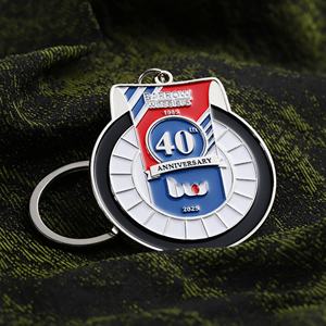 พวงกุญแจโลหะผสมสังกะสีคุณภาพสูงแบบกำหนดเองจากโรงงาน ของที่ระลึกวินเทจฉลองครบรอบ 40 ปี พร้อมเคลือบเงาสำหรับเป็นของขวัญ - Product Image 4