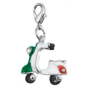 Ciondolo Vespa Charm Verde Bianco Rosso in Smalto, Accessorio Gioiello per Scooter - Product Image 1