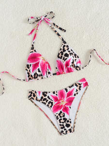 Pakaian Pantai Motif Leopard Wanita Musim Panas 2 Potong Set Bikini Seksi Pakaian Renang Pakaian Pantai Baju Renang - Product Image 6