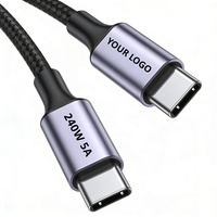 Câble USB C Type C 240W 5A Charge rapide 1m 2m 3m Fabrication personnalisée Câble USB-C vers USBC Nylon tressé PD 3.1 Chargeur Câble Type-C
