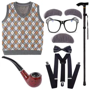 Trẻ Em Mới 100 Ngày Học Trang Phục Cho Bé Trai Halloween Ông Già Trang Phục Mũ Kính Và Ông Nội Vest Set Cho Trẻ Em Ánh Sáng Grey 2-8