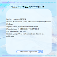 Milieu de culture Brain Heart Infusion Broth (BHIB) utilisé pour l'enrichissement et la culture bactérienne.
