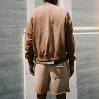Ensemble survêtement homme streetwear imprimé personnalisé, sweat-shirt à col rond ample et lourd, lavage à l'acide, et short
