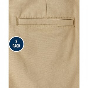 Gymboree Paquete de 2 pantalones cortos chinos de tiro medio clásicos de poliéster 100% de secado rápido para niños Uniformes escolares multicolores - Product Image 1