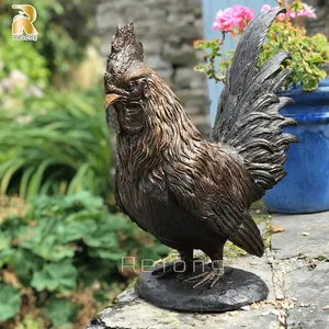 Decoración de jardín al aire libre personalizada, estatua de Animal de bronce, gallina y Gallo, a la venta