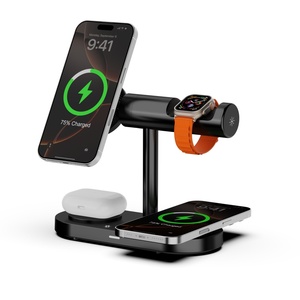 <span class=keywords><strong>Chargeur</strong></span> sans fil magnétique Qi2.2 25W avec refroidissement par ventilateur actif, station de charge 5-en-1 pour iPhone 17, série 16, montres et écouteurs - Product Image 1