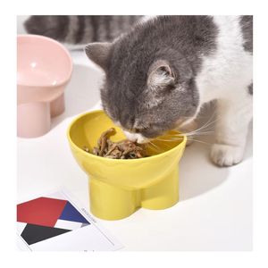 Produsen grosir mangkuk kucing anjing peliharaan kuning merah muda hijau mangkuk makanan dan air kucing dalam ruangan stabil - Product Image 1