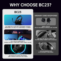 Casque de jeu sans fil BC23 pour PS4 Xbox, connexion 2,4 GHz, dongle USB-C, son surround, design léger