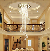 Lustre LED long en cristal et métal blanc, style nordique, décoratif, pour hall d'hôtel commercial, escalier, personnalisé, durée de vie de 50 000 heures