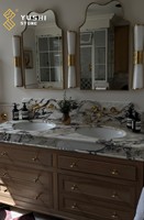 Meuble-lavabo de salle de bain YUSHI en marbre Calacatta Viola, design moderne et luxueux, armoire en bois massif sur mesure pour projets hôteliers et villas haut de gamme