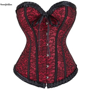 Style vintage grande taille XXXXXL vin rouge <span class=keywords><strong>Violet</strong></span> femmes mode <span class=keywords><strong>Corset</strong></span> haut tenues poitrine liant Bustier plissé désossé Victorianos - Product Image 3
