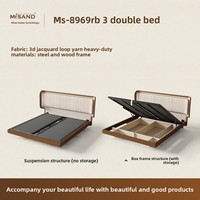 Eschenholz Hochbett mit Stauraum, Schlafzimmer, Hochwertig, Elegant, Neuer Mittelalterlicher Stil, Stoffbezug, Anpassbares Bett