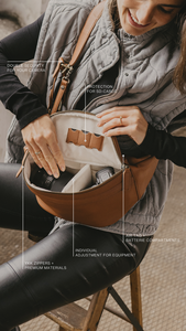 Sac à bandoulière en cuir PU de couleur marron Micro fibre caméra sacs de poitrine <span class=keywords><strong>Onestep</strong></span> caméra fronde Fanny Pack - Product Image 3