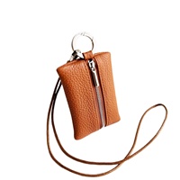 Nouvelle mini pochette en cuir PU à suspendre au cou avec clip, support doux au toucher pour clés de voiture et cartes d'accès, plusieurs couleurs
