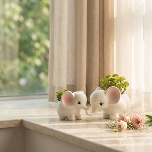 Whole-sale <strong>Cute</strong> Large Elephant Shape Ceramic Flower Pot for Tabletop &amp; Floor <strong>Plant</strong> Decoration Creative Succulent Planter - Product Image 2