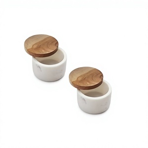 Boîte de rangement personnalisée en marbre de qualité supérieure pour sucre, thé et café, petite boîte avec couvercle en bois - Product Image 1