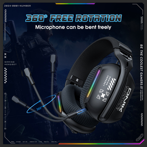 Onikuma Tai nghe không dây 2.4GHz âm thanh nổi Ba chế độ gt808 Tai nghe chơi game có dây + BT 5.3 Có Micrô Tai nghe over-ear RGB - Product Image 4
