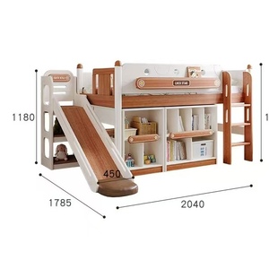 Camas Literas de Madera OEM/ODM de Fábrica, Estructura de Cama de Madera Maciza con Cajones de Almacenamiento, Cama <span class=keywords><strong>Litera</strong></span> con Escalera y Tobogán - Product Image 6