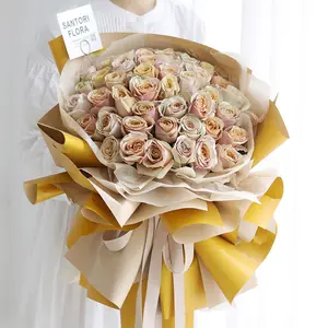 Großhandel koreanische zweifarbige verdickte wasserdichte Papier Blumen öffnung Blumen korb Bouquet Diy Blumen Geschenk papier