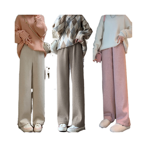 2025 autunno inverno nuovi <span class=keywords><strong>pantaloni</strong></span> Casual a vita alta da <span class=keywords><strong>donna</strong></span> transfrontaliera <span class=keywords><strong>pantaloni</strong></span> in maglia larga in Cashmere foderati in pile" - Product Image 2