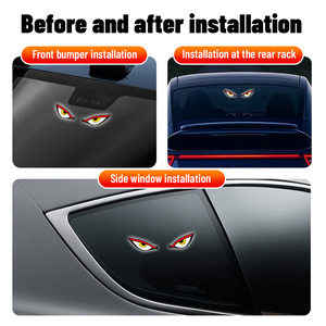 Lampe d'ambiance LED sans fil à énergie solaire pour voiture, effet œil de démon, avec ventouse, rechargeable par USB, à respiration lumineuse - Product Image 5