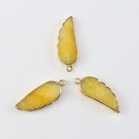 Pendentif et breloque en cristal ailes d'ange naturelles, pendentifs en pierre précieuse de plume pour la fabrication de colliers et de bijoux