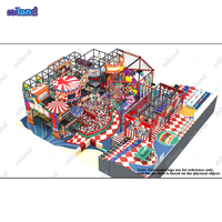 Équipement de terrain de jeux intérieur sur le thème du cirque commercial, parc d'aventure pour enfants avec trampoline, toboggan et structure d'escalade