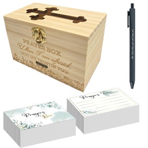 Wooden Prayer <b>Box</b> Rectangular <b>Lockable</b> <b>Storage</b> <b>Box</b> With Cross Design For Religious Use - Product Image 3