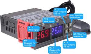 Aismartlink ตัวควบคุมอุณหภูมิแบบสองจอ DC <span class=keywords><strong>12V</strong></span>, <span class=keywords><strong>STC</strong></span>-<span class=keywords><strong>3028</strong></span>พร้อมสายเคเบิลยาว1เมตร - Product Image 3