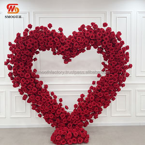 Arco de Flores Artificiales en Forma de Corazón con Rosas Rojas LEDA, para Bodas al Aire Libre, Fondo para Propuestas de Matrimonio - Product Image 4