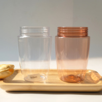 Logo personnalisé Bouteilles PET à large ouverture 500ml 1000ml Bocaux en plastique rose pour cosmétique