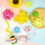 Colorful Metallic Grosgrain <b>Ribbons</b> with Glitter Printed Double Face Design for Gift Packaging & Home Decor - Product Image 3