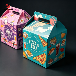 EBB Disposable Fast Food Kraft Paper <b>Box</b> Custom Fried Chicken <b>Burger</b> Fries Packaging With Handle Four-Color Printing - Product Image 1