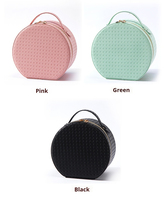Trousse de Maquillage Tendance Grande Capacité, Étui Cosmétique de Voyage Étanche Portable Rond avec Miroir LED