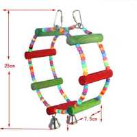 Jouets de luxe en plastique pour oiseaux, perroquets et perruches, avec clochette suspendue, hamac pour animaux, balançoire, échelles d'escalade, perchoir en bois et jouet à mâcher