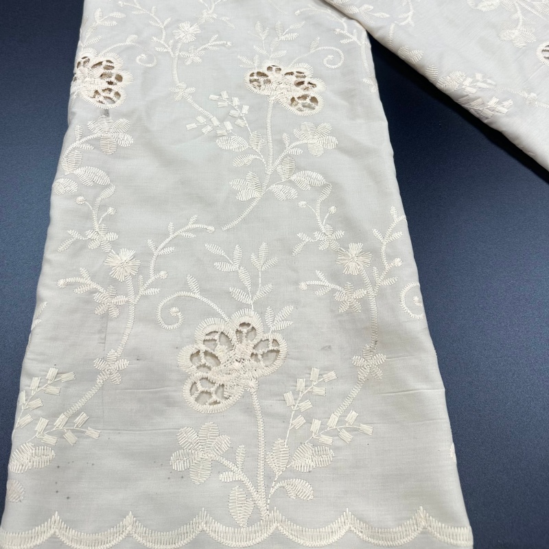 High Quality Polyester Laser Cut Embroidery Fabric for Women Dress Soft, Breathable Laser Embroidery Fabric for Summer Dress