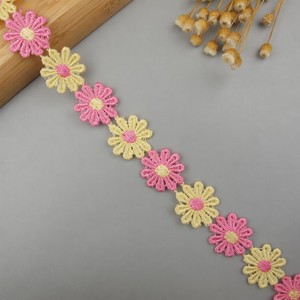 Ruban de dentelle délicat à motif floral 3D marguerite pour vêtements de boutique pour enfants, idéal pour les nœuds de cheveux faits main et l'emballage cadeau - Product Image 4