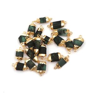 Nuevo diseño de doble fianza encontrar joyería oro galvanizado Natural áspero Esmeralda conector hacer joyería - Product Image 1