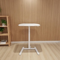 Table d'ordinateur portable portable en métal ergonomique assemblée Gain de place Hauteur réglable Pneumatique Bureau entièrement pliable avec roulettes