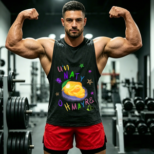 Chaleco Oversize Lavado para Hombre UN NATY <span class=keywords><strong>Mango</strong></span> con Estampado de Letras y Estrellas Multicolor Dibujado a Mano Estilo Kawaii Hip Hop Urbano Venta al por Mayor - Product Image 1