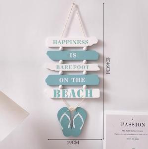 Zapatillas creativas, barra de letras conectada a marcas de dos caras de artesanía de madera para decoración del hogar de estilo oceánico - Product Image 6