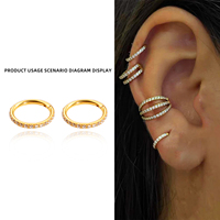 Cincin Hidung dan Telinga Berlapis Emas Titanium dengan Zirkon Bertabur Berlian, dari Baja Anti Karat, untuk Tindikan Tubuh, Pernikahan, dan Pertunangan