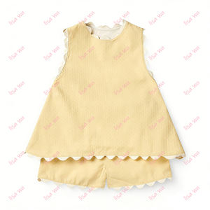 Completi Coordinati Estivi per Sorelle, Senza Maniche con Rac Ric, Set Pannolini per Bambini 100% Cotone con Bottoni Posteriori, Set Abbigliamento per Bambine - Product Image 3