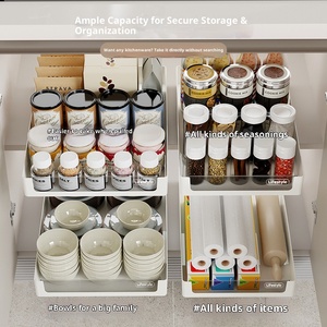 <span class=keywords><strong>Organizzatore</strong></span> Estraibile Compatto per Armadietto da <span class=keywords><strong>Cucina</strong></span> con Ripiano Flessibile in Plastica per Bottiglie di Spezie e <span class=keywords><strong>Pentole</strong></span>, Senza Foratura, per Cassetto Sottolavello - Product Image 6